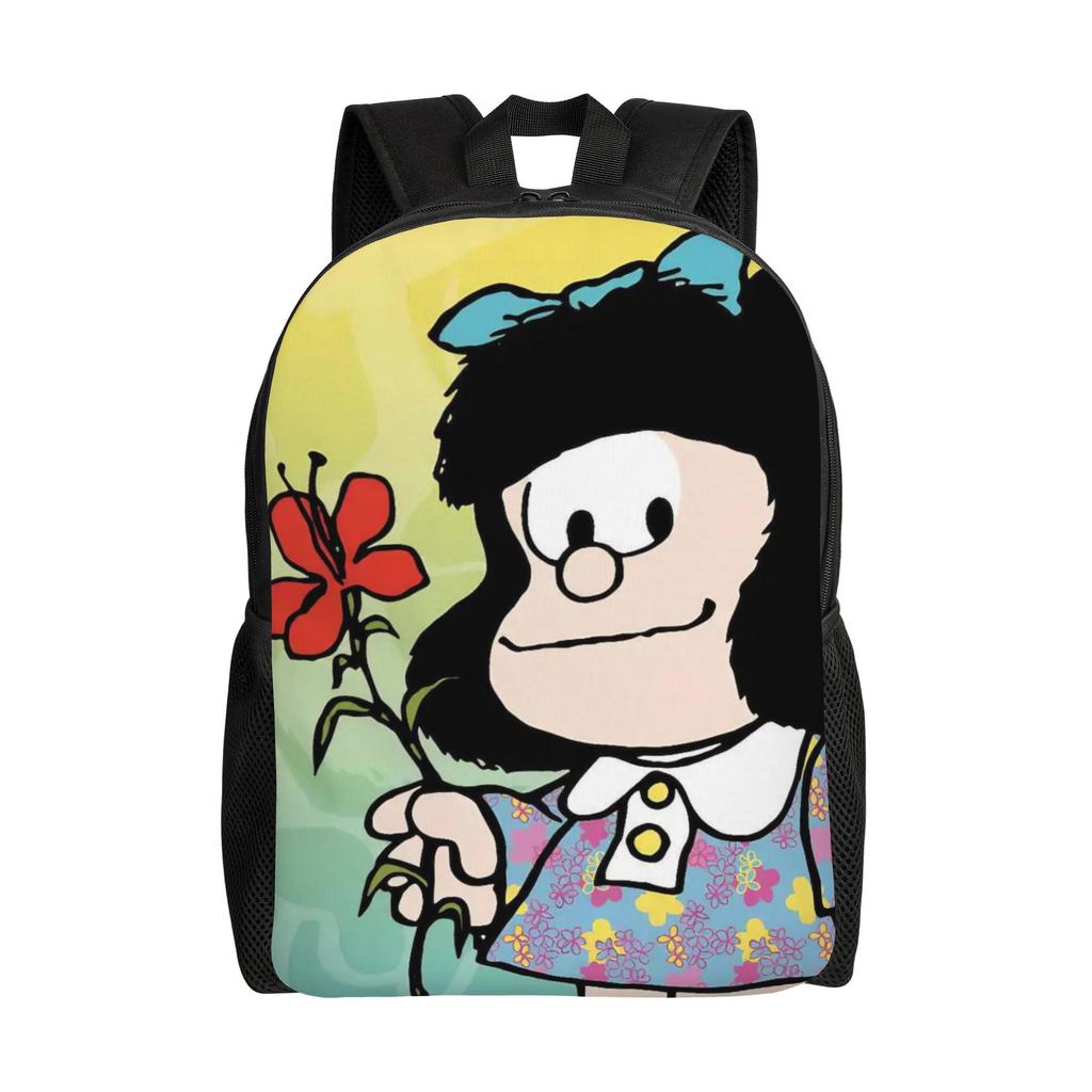 Cartoon Girl and Puppy Gardening Backpack for Men Women Cool High School Hiking Travel Daypack Mafaldas College Canvas Bags Gift