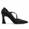 Zapato Salón Negro Tira Cruzada Tacón Alto Segoviana 105449