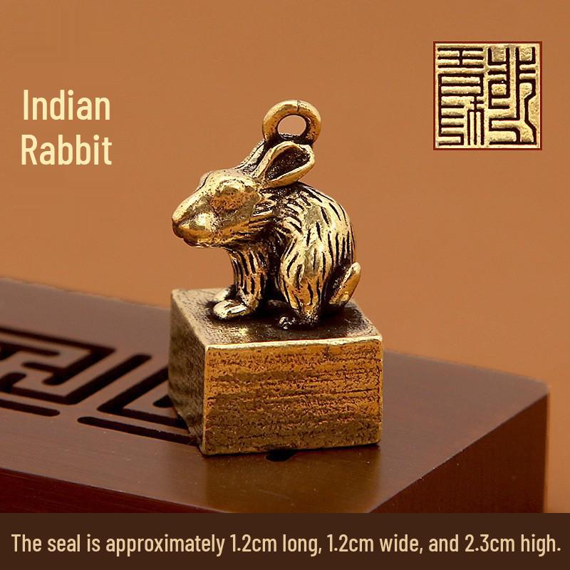 Porta-chaves Selo de Latão do Zodíaco Chinês: Pingente Retrô e Presente Criativo