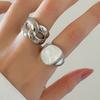 925 Sterling Silver Unique Shell Stone Ring For Women Jewelry Finger Adjustable Open Vintage Gold Ring For Party Birthday Gift