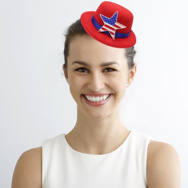 Carnivals Hat with Hair Clip for Independence Day Festival Small Top Hat Patriotic Holiday Party Hat for All Age and Pet