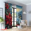 2pcs 2D flat printing Popular Christmas curtains Christmas Village Poinsettia Holly Digital Printed Polyester Drapes Birthday