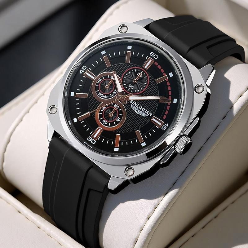 Herren-Sportuhr Lederarmband Uhr Quarz-Armbanduhr