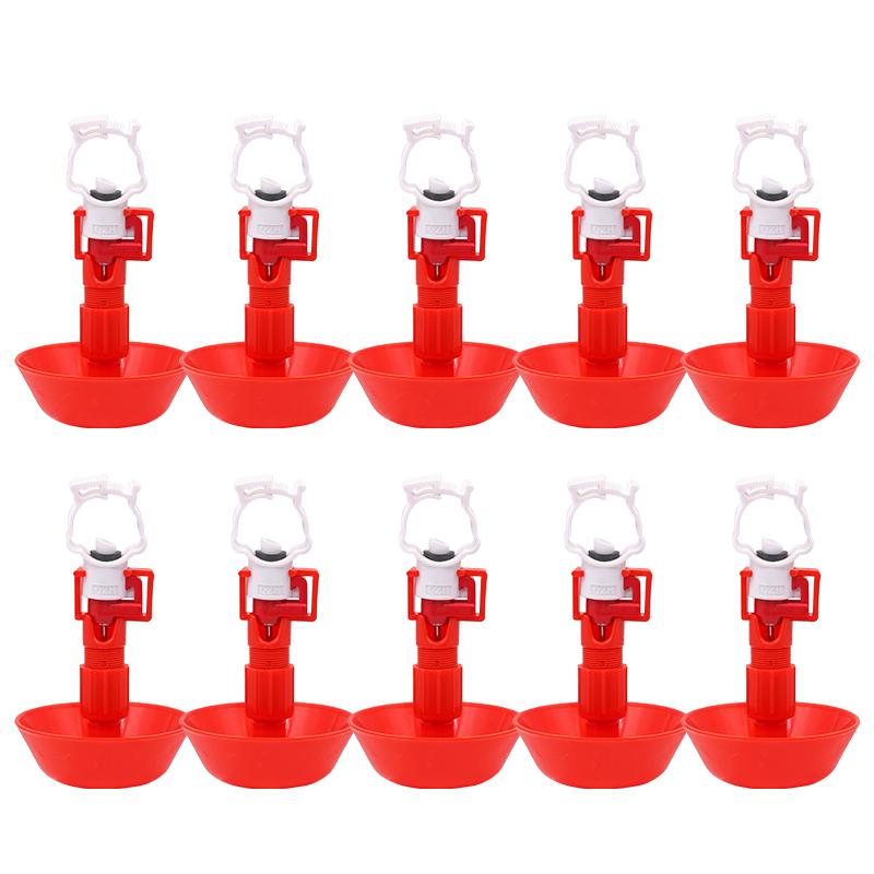 10Pcs Chicken Drinking Cups Automatic Poultry Bird Quail Water Nipple Hanging Cup Red Waterer Poultry Farm Drinker