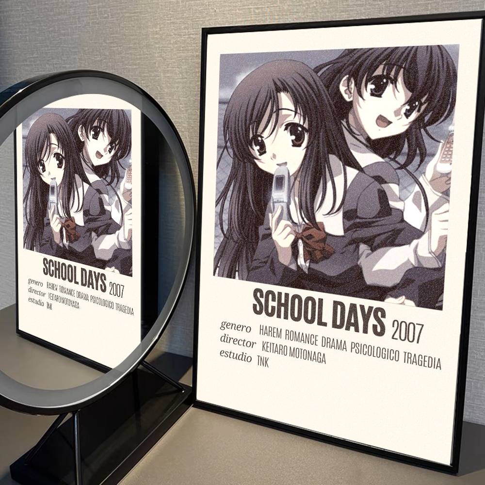 Anime S-School Days Katsura Kotonoha Vintage Posters Sticky Retro Kraft Paper Sticker DIY Room Bar Cafe Kawaii Room Decor