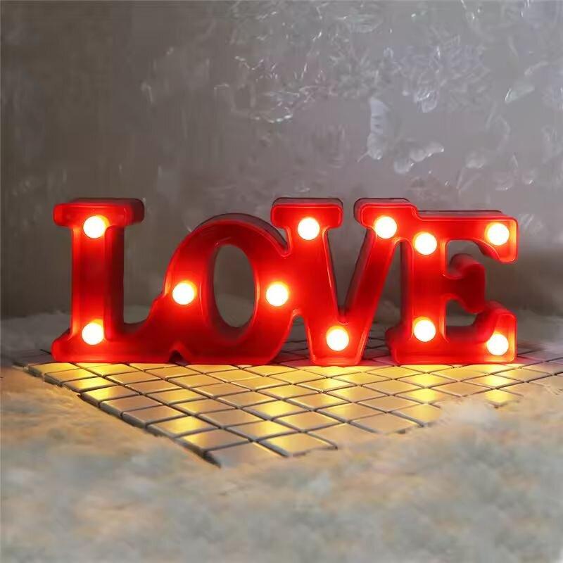 1PC Love&Heart Shaped LED Night Light,Battery Powered Romantic Decoration Lights For Wedding,Proposal,Birthday,Party,Photo Props
