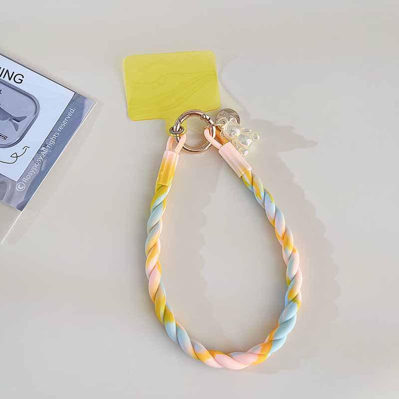Laccetto da polso originale in silicone con orso luminoso - Catena per telefono anti-smarrimento con anello morbido