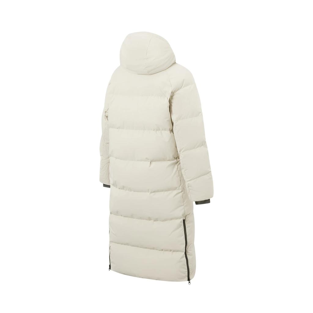 Li-Ning Solid Color Zipper Hooded Long Down Jacket Women outerwear AYMV366-3