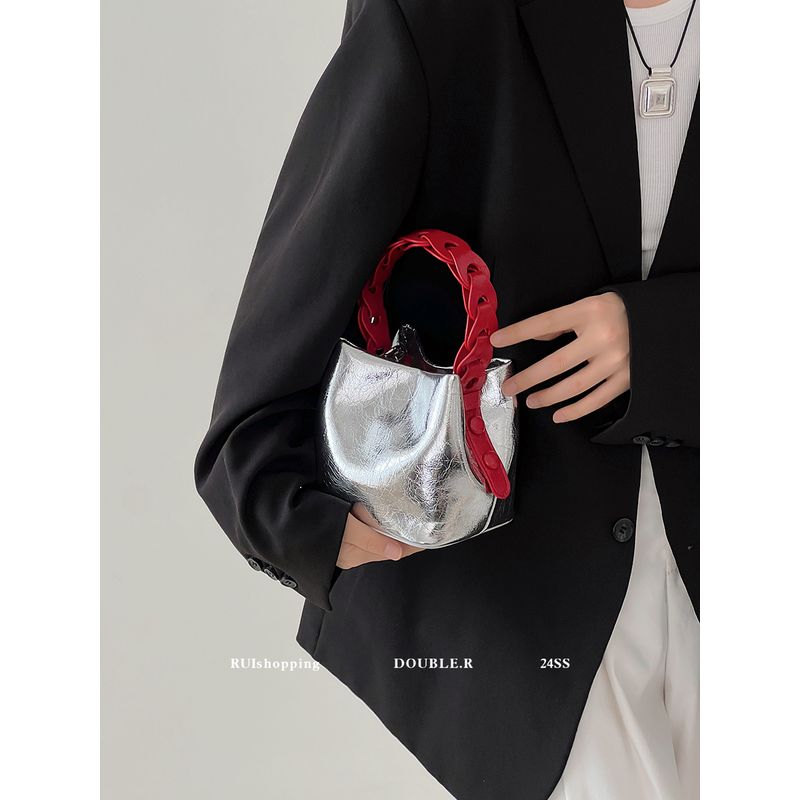 

Xiao Rui Pretty Bag Original Weaving New Arrival Hands Silver tin foil Silver-small amount of In Stock