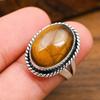 Tiger's Eye  Gemstone Handmade Solid 925 Sterling Silver Jewelry Anniversary Ring For Her