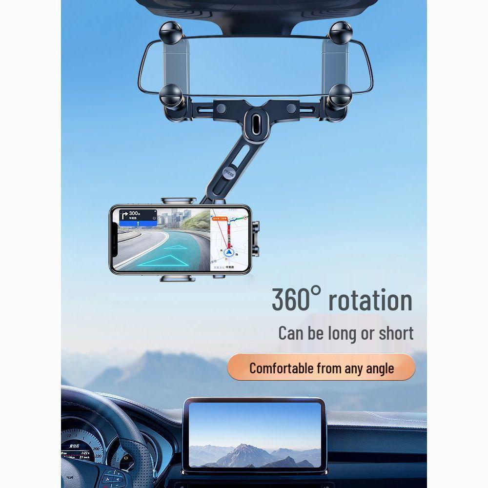 Rearview Mirror 360° Universal Phone Mount for Recording with Anti-Shake Stability