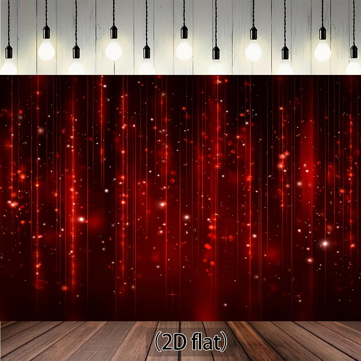 One piece of red shiny stars and light party backdrop fabric - deep wine red night sky glitter banner polyester fabric 100x150cm