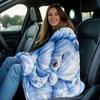 Blue Sleeping Bear Blanket With Moon Stars Fleece Throw Kids Bedding Soft Warm All Season Children Room Decor Gift
