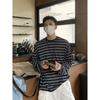 Men's Retro Lazy Style Stripes Contrasting Color Thin Sun Protection Long-sleeved Shirt Men's and Women's Breathable Tops