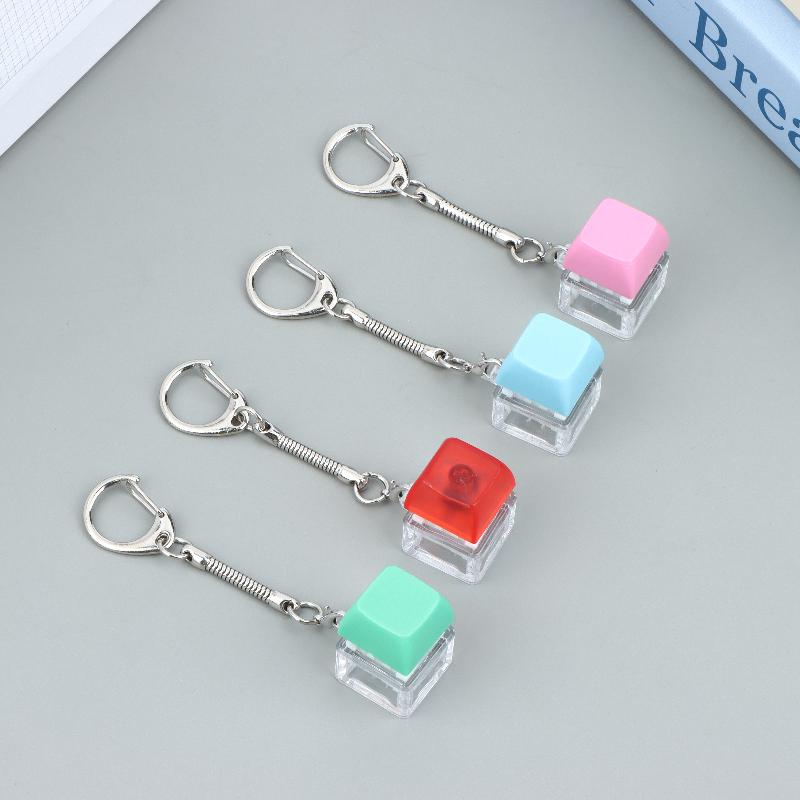 Mini Mechanical Keyboard Fidget Keychain Stress Relief Clicker Toy Portable Finger Press Sensory Toy Keyring Bag Pendant Decor