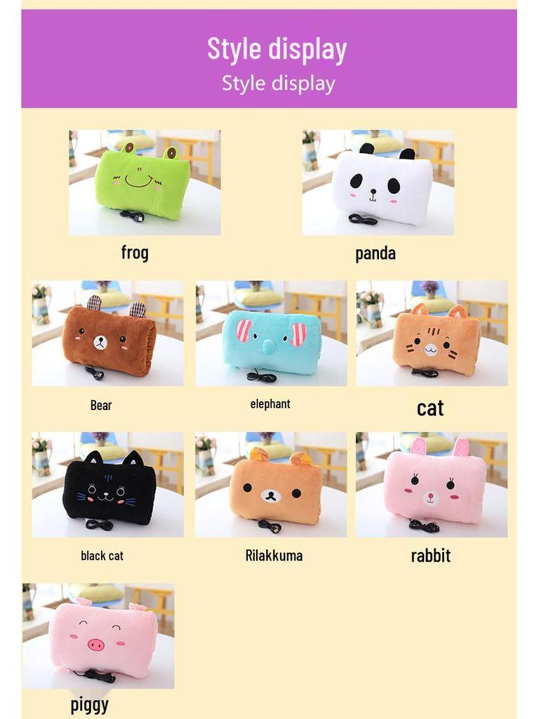 Cartoon USB Heated Plush Hand Warmer Pillow - Removable, Washable, No Water Required
