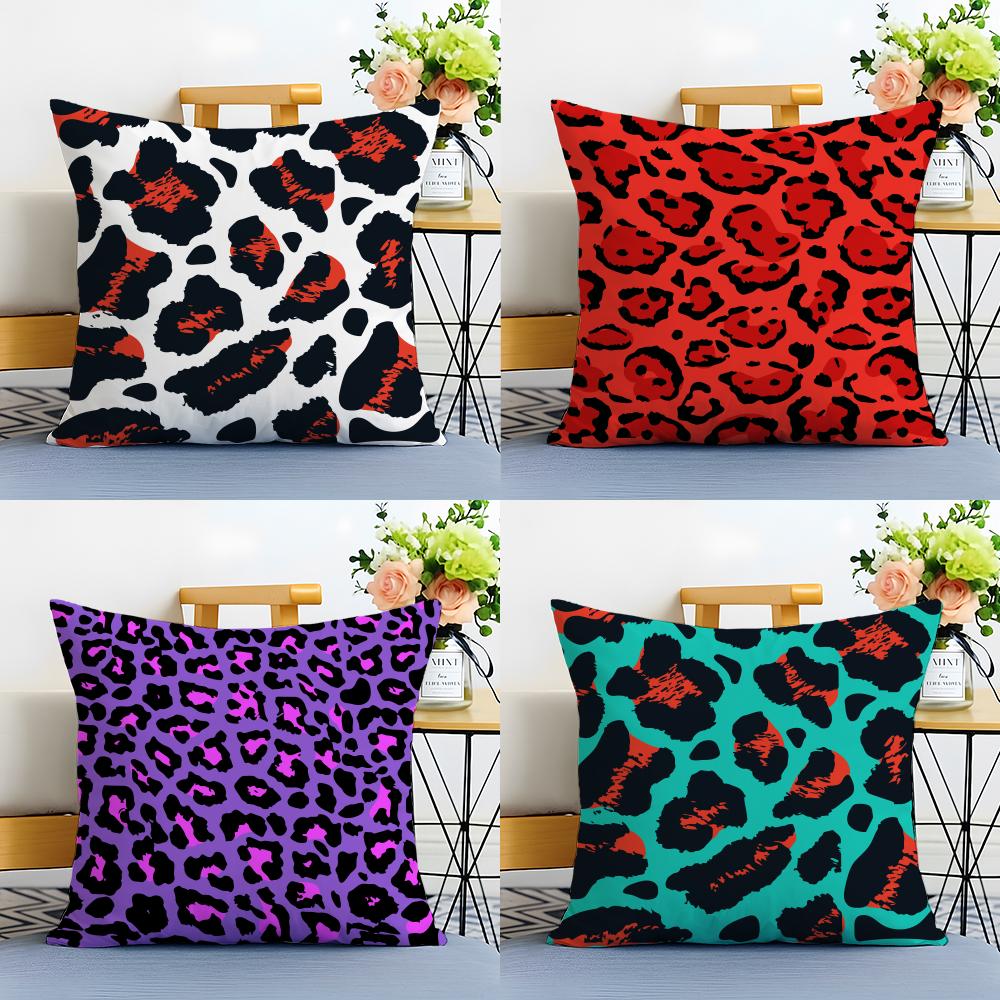 Pattern Trendy Leopard Print Texture Cushion Cover Washable Linen Pillowcase Soft For Sofa Bed Cozy Home Room Decor