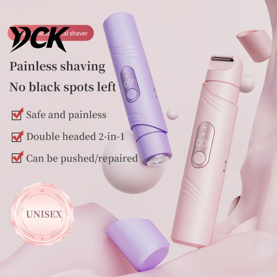 Easy Clean Shaver Women Dual-Head Electric Shaver, Rechargeable IPX7 Waterproof Bikini Trimmer, Trimmer Hair Removal Epilator for Face Body Underarms