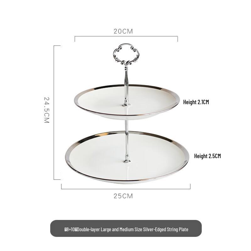 Double Layer Gold Ceramic Cake & Dessert Stand