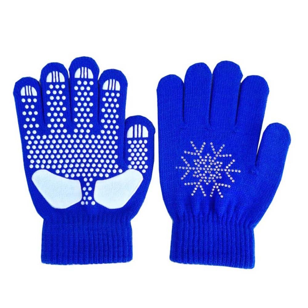 Rhinestone Figure Skating Gloves Palm Protection Kids Skating Mittens Winter Sports