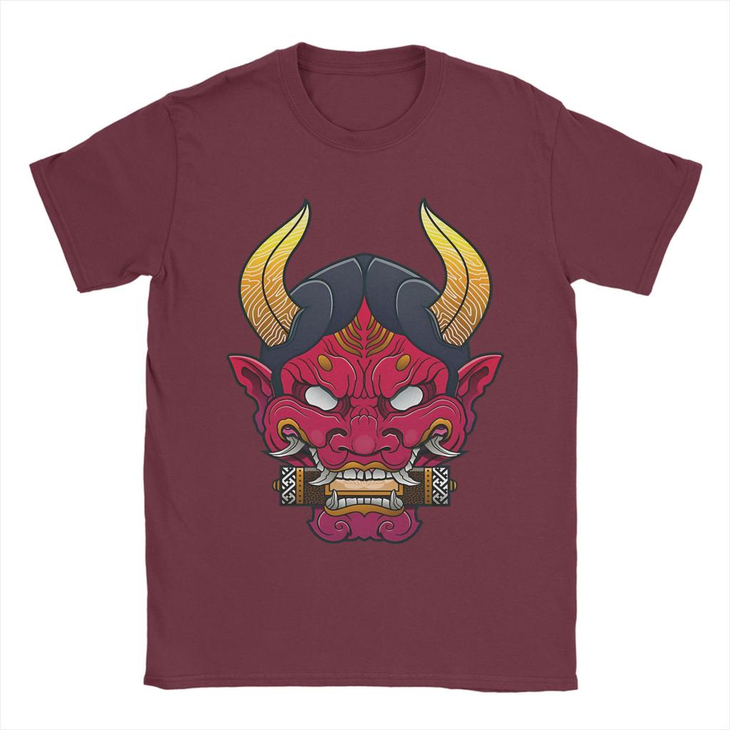 Hannya Mask  T Shirts for Men 100 Cotton Vintage TShirt O Neck  Tee Shirt Short Sleeve Clothes Plus Size