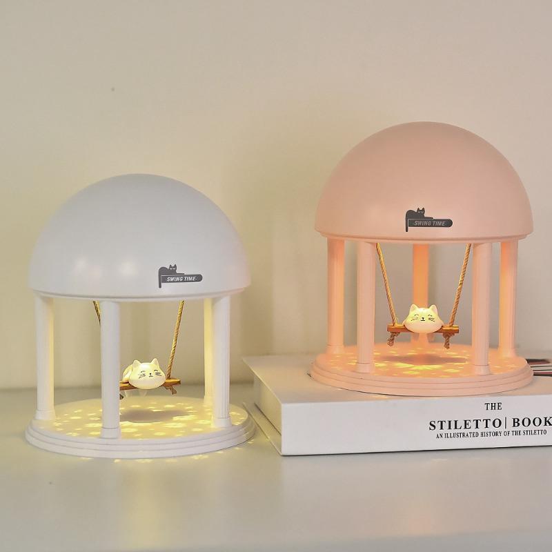 Dreamy Projector Ambient Night Light Wireless Bluetooth Speaker High Pitched Swing Cat Music Box Ambient Lamp
