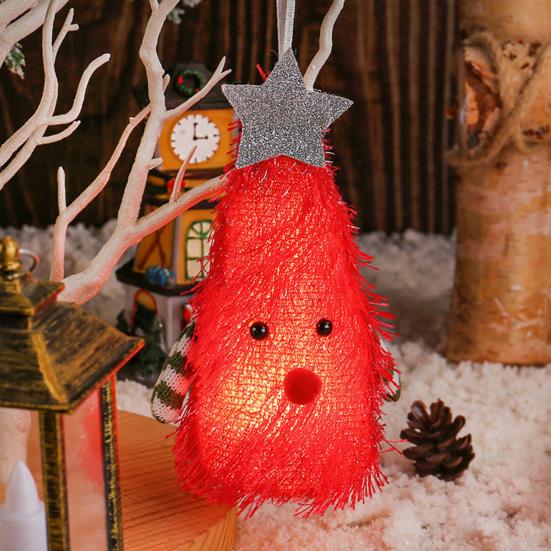 Christmas Tree-shaped Doll with Lights Star Decor Christmas Element Tabletop Decor Home Decoration Figurine