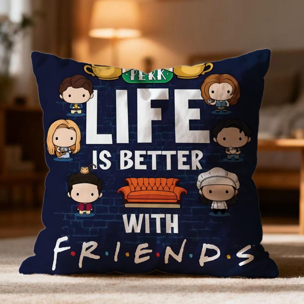 Fashion FFriendses Cushion Cover Soft Washable Pillow Case Multi-Scene for Couch Bed Travel Office Use
