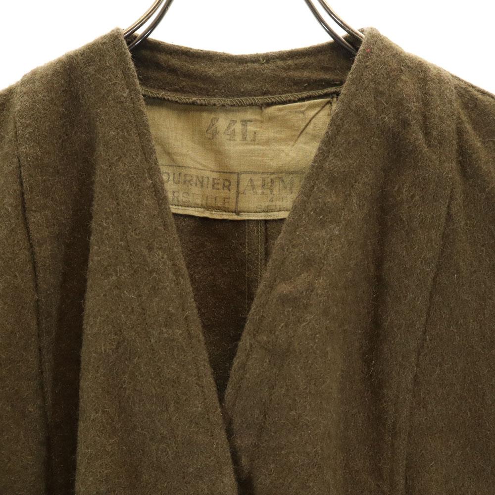 FRENCH ARMY 50s Vintage V Neck Wool Jacket 44L Khaki Women Used