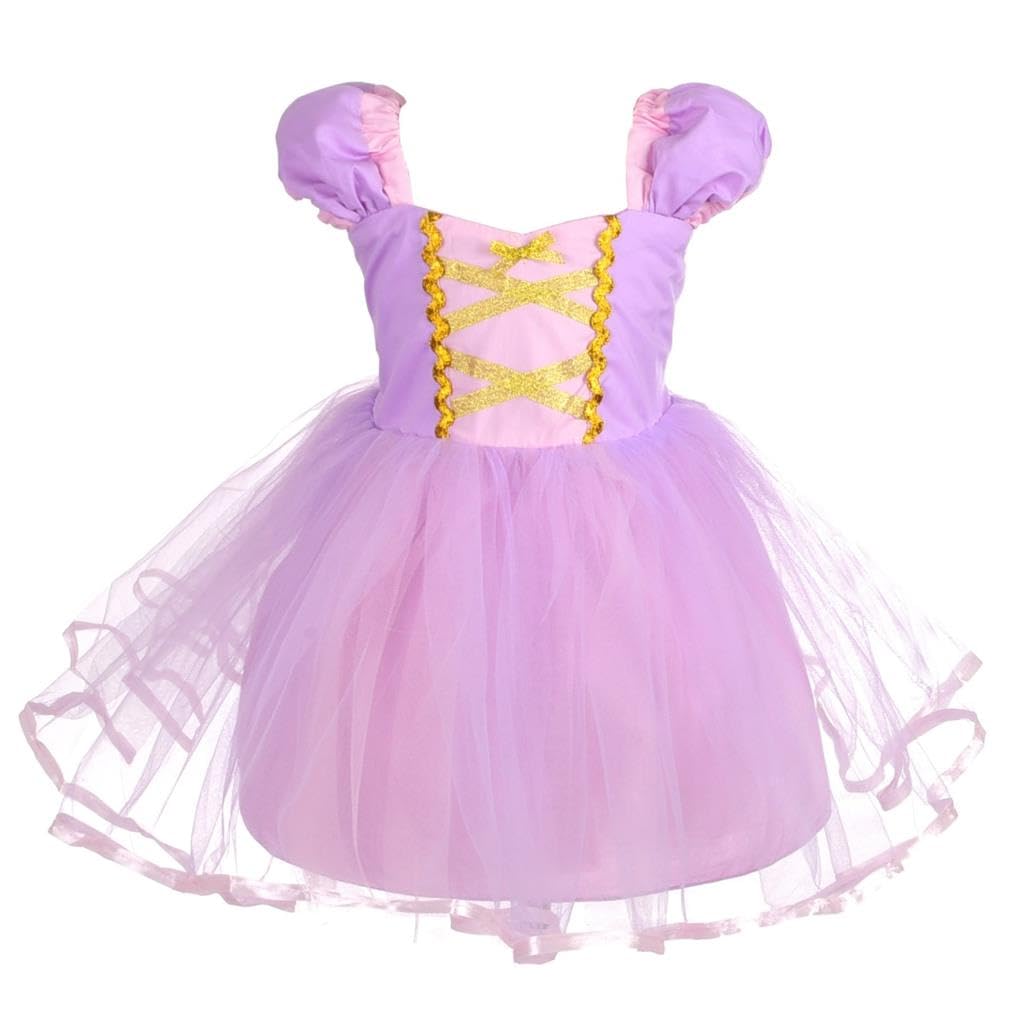 

[Dressy Daisy] Платье Рапунцель для малышек, косплей, длинные волосы, костюм принцессы, юбка из тюля, детское платье принцессы, костюм на Хэллоуин, фиолетовый, размер 18-24 месяца 95