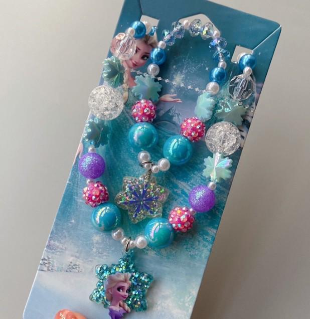 Frozen Princess Kids' Necklace & Bracelet Gift Set for Christmas or Birthday