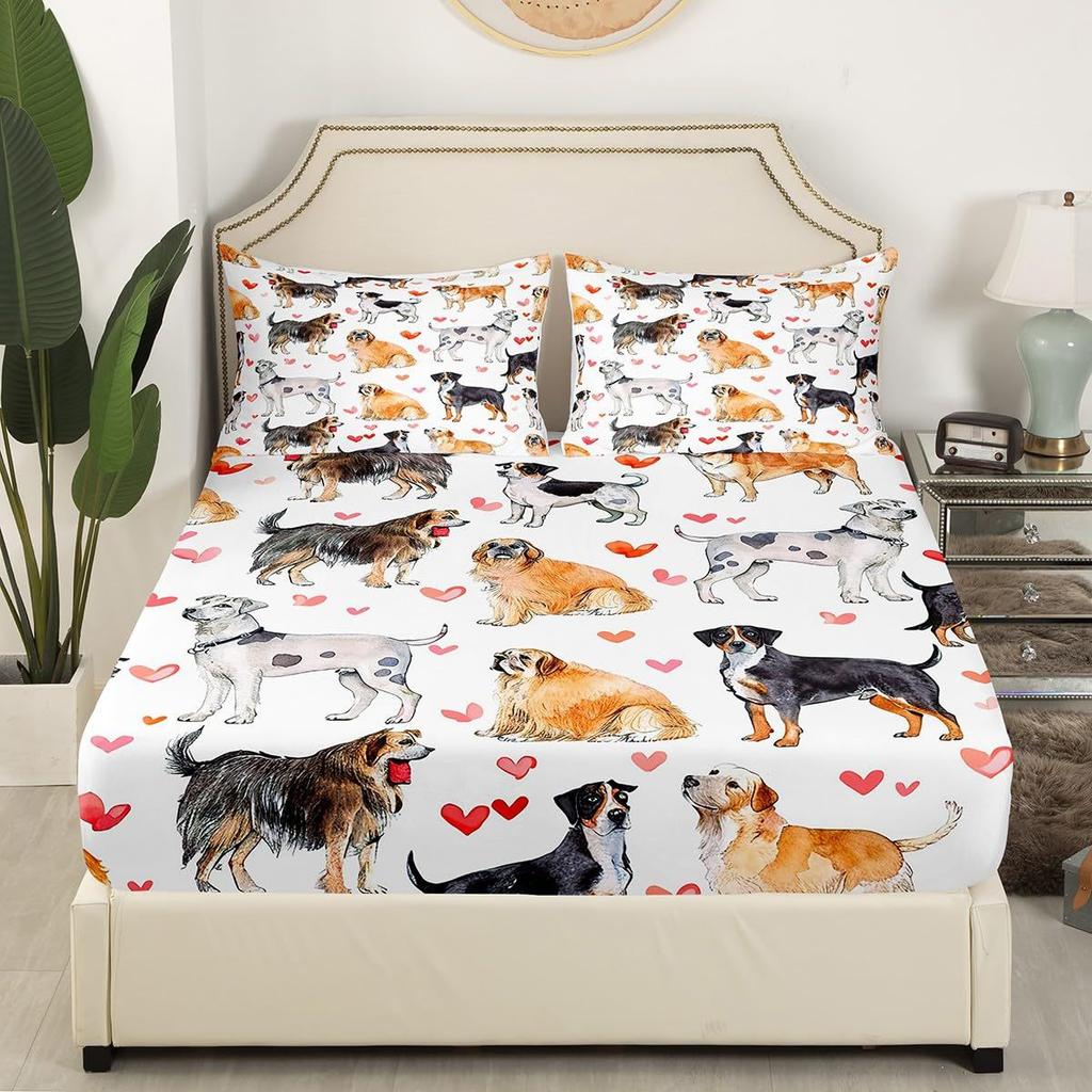 Animal pet dog pattern bed hat four-piece bedding set bedroom dormitory bedding decoration