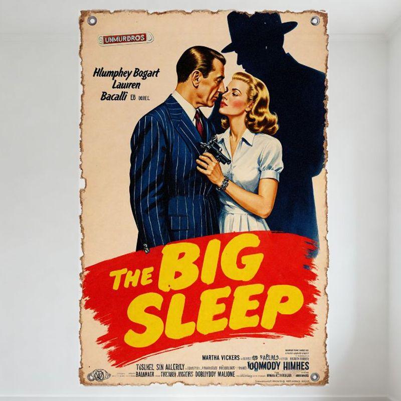 

Vintage The Big Sleep Movie Poster Metal Tin Sign - Humphrey Bogart Lauren Bacall Film Noir Art Decor for Bar Cafe Man Cave Ho 20x30cm（7.8x11.8inch）