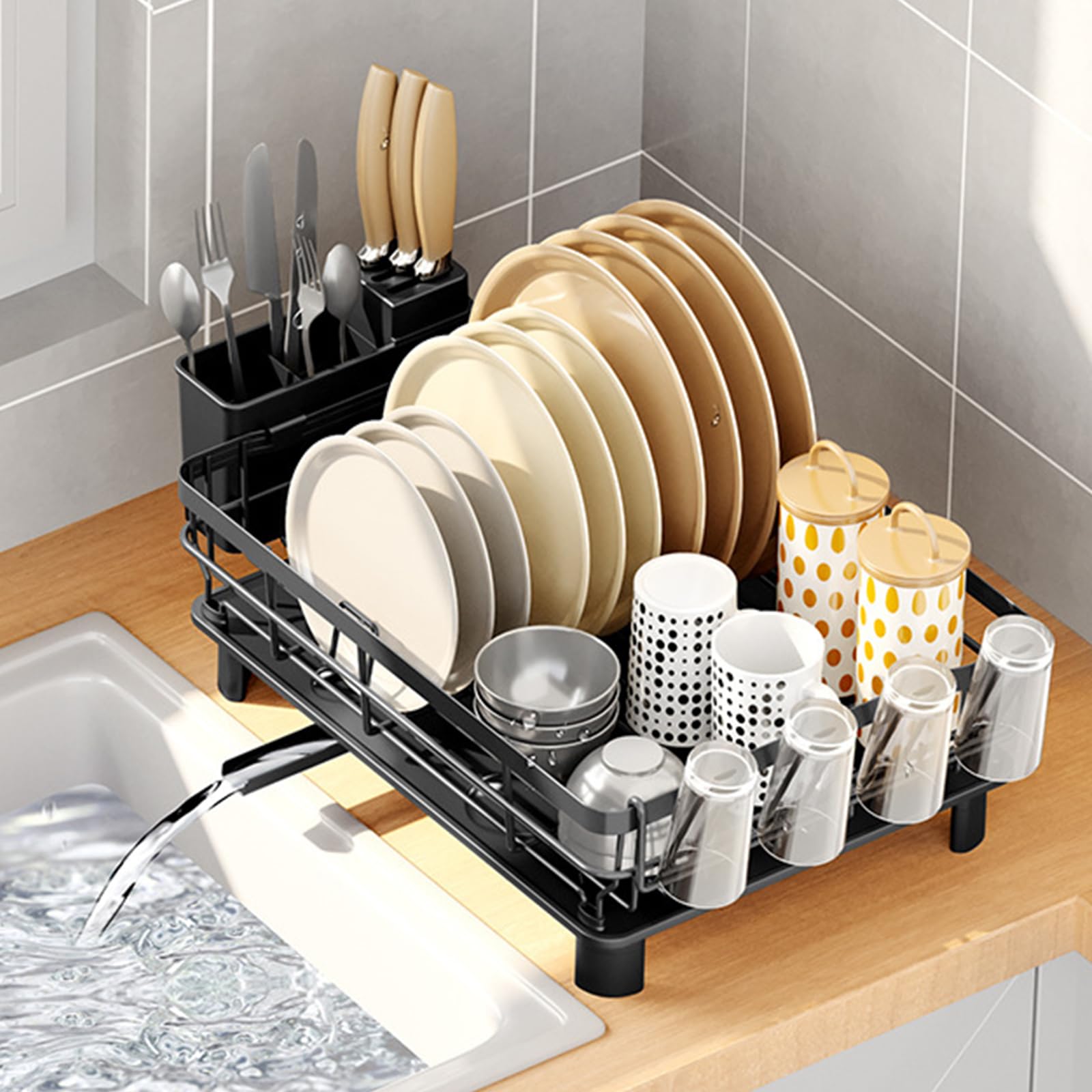 

Посуда посуда сушка автоматическая большая посуда посуда вода посуда нож легко собирается сушилка, сушилка, стойка, дренаж, одноярусная, вместимость, стойка, чёрный