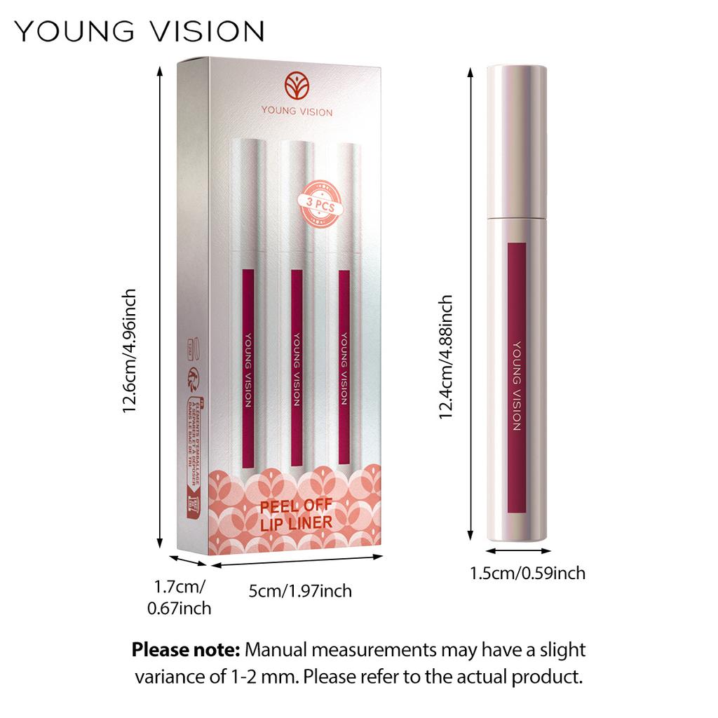 3PCS Peel Off Lip Liner Set, Long - Lasting Smudge - Resistant Water/Sweat Proof Transfer , Vibrant Multi - Color Lip Gloss , Lipstick Gift Set