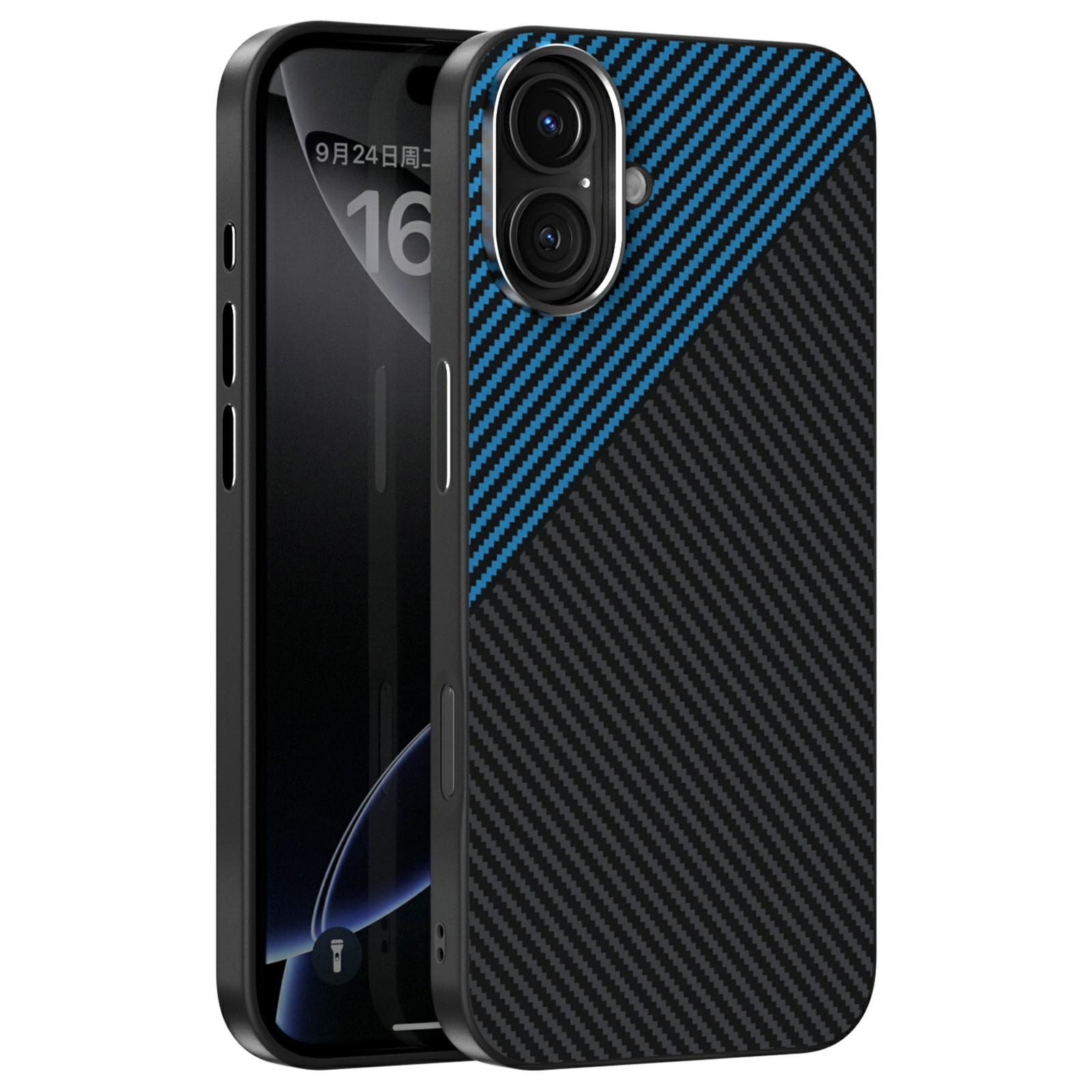 

ABEEL For iPhone 16 Case Compatible with MagSafe Carbon Fiber Texture TPU PC PU Phone Back Cover