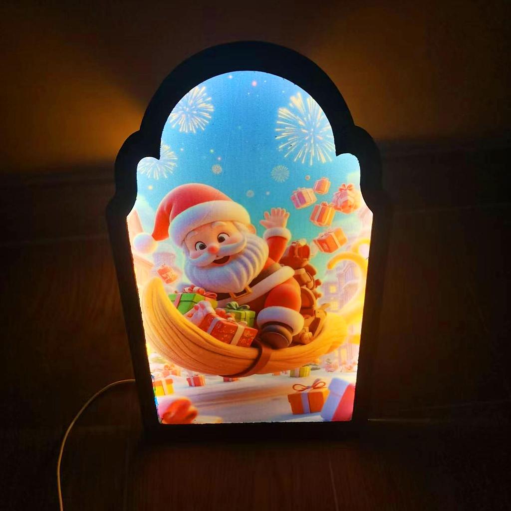Miroir Hologramme Noël Design Père Noël Led Nouveauté Miroir Festif Ornement Décoration Moderne Pour Fenêtre Noël Bureau