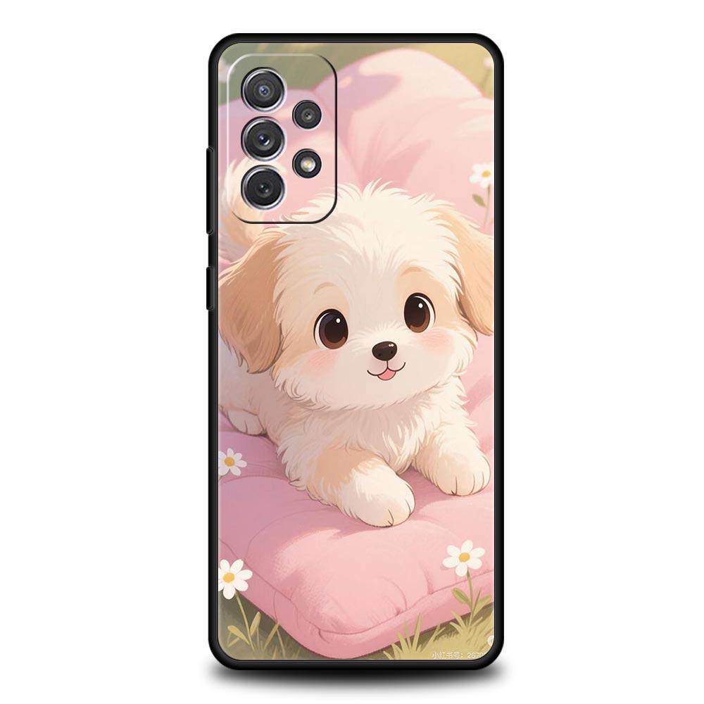Cute Little Dog Phone Case for Samsung Galaxy A55 A35 A17 A07 A15 A13 A25 A51 A71 A72 A73 A32 A52 A52S A41 5G Soft TPU Shell Bag