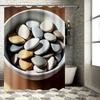Elegant Neutral Pebble Waterproof Shower Curtain - Modern Stone Design for Bathroom Decor, Perfect for a Sophisticated Look