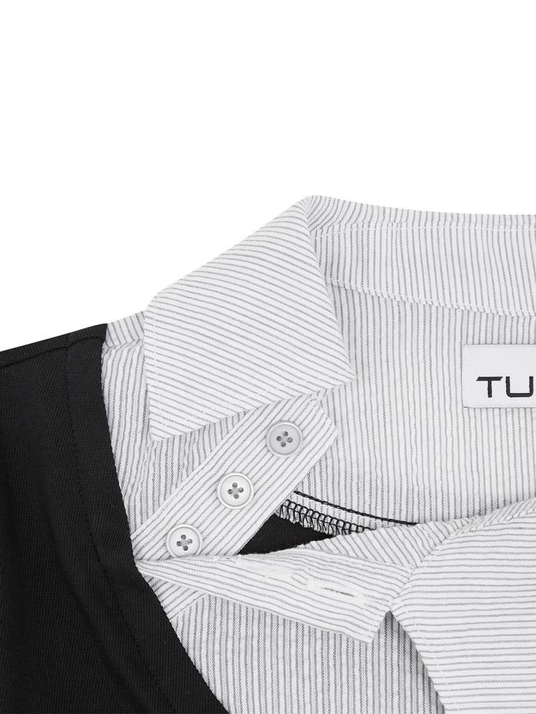 TUOMIO Asymmetric Collar Top [Black]