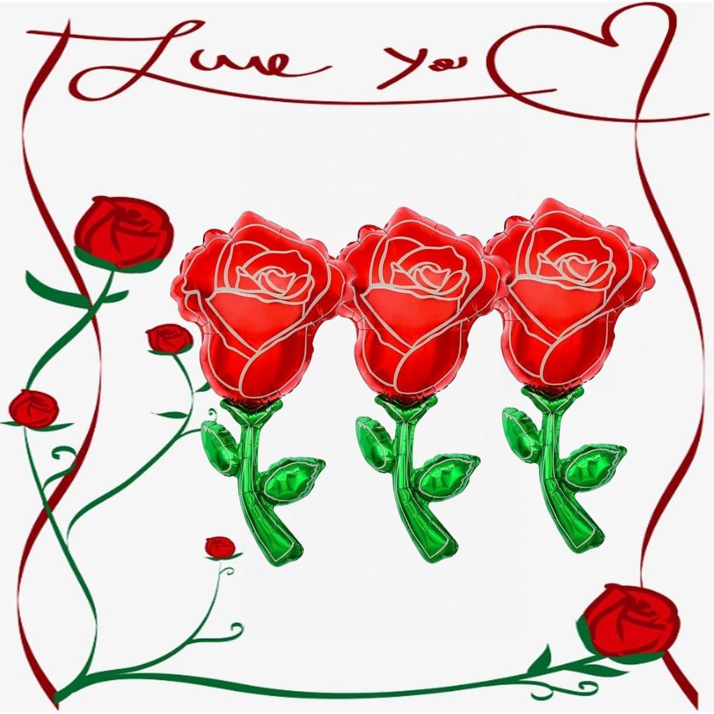 1-5pcs 91cm Giant Red Rose Foil Balloons, Valentines Day Rose Flower Shape Balloons For Wedding Anniversary Background Decor
