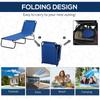 Single Sun Lounger, with Awning and Reclining Back - Blue