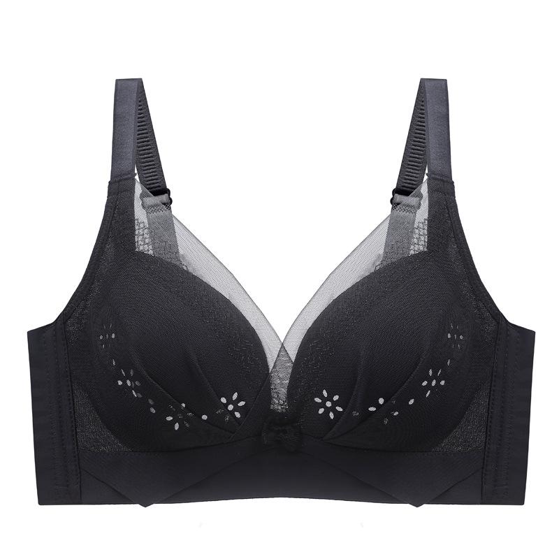 

Mesh underwear women s big breasts show small gathering bras, bras close pairs of breasts, anti-sagging hole cup, no steel ring adjustment type 40/90B чорний