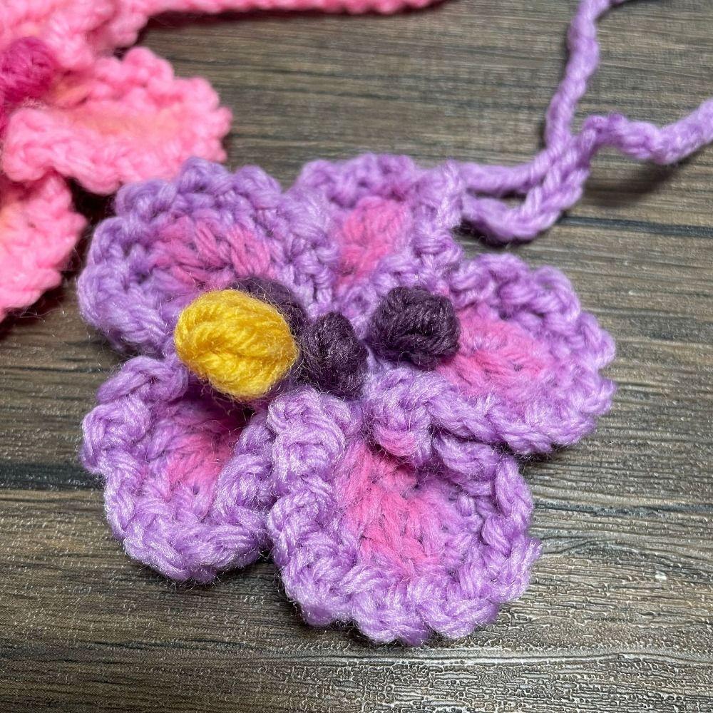 Polyester Car Pendant Crochet Design Hibiscus Crocheted Decoration Crochet Flowers  Home Decor