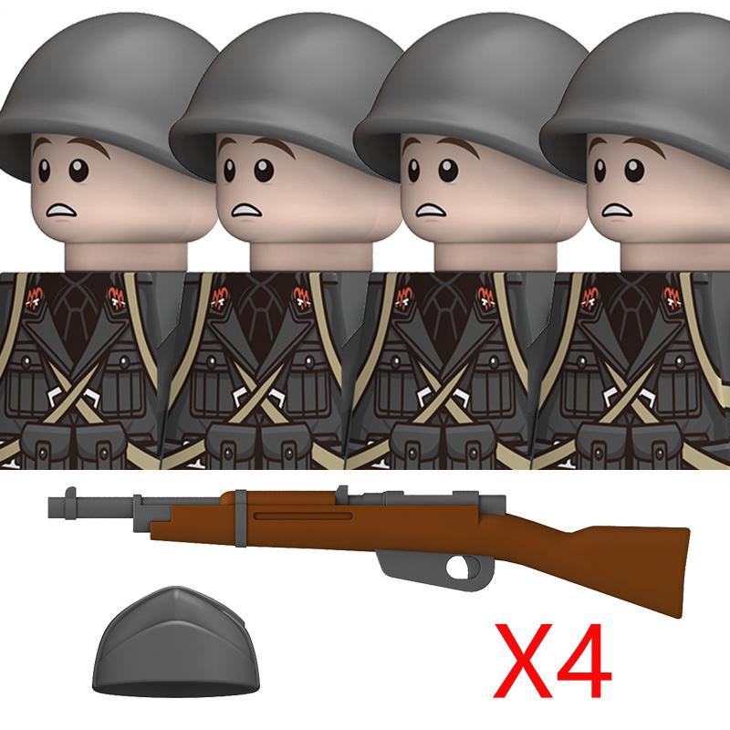 Non-Toxic Ww2 French Military Soldeirs Building Blocks Italy Warrior Italian Infantry Officer Gun Helmet Army War Weapon Bricks Toys Gift