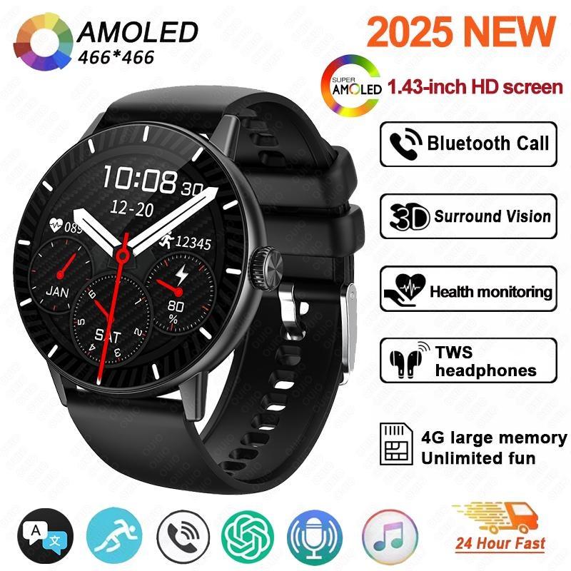 2026 New 4GB large Memory Man Woman Smartwatch 3D Surround Vision Built-in App AI Voice Assistant Music TWS Headphone Smartwatch