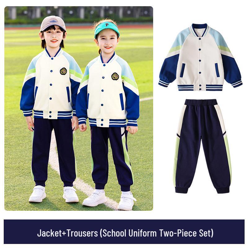 Children's Fleece-lined Windproof Outdoor Uniform Set for Kindergarten & Elementary (Autumn/Winter)