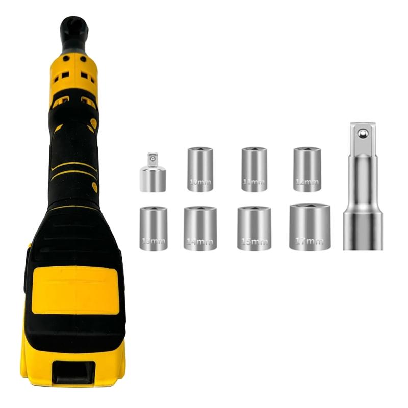 Cordless Electric Ratchet Wrench Set 400RPM Cordless Ratchet Wrench 3/8" 7 Sockets 1/4" Adapter Variable Speed