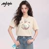 MJ STYLE Women's Fluffy Bear Cotton Round Neck T-Shirt