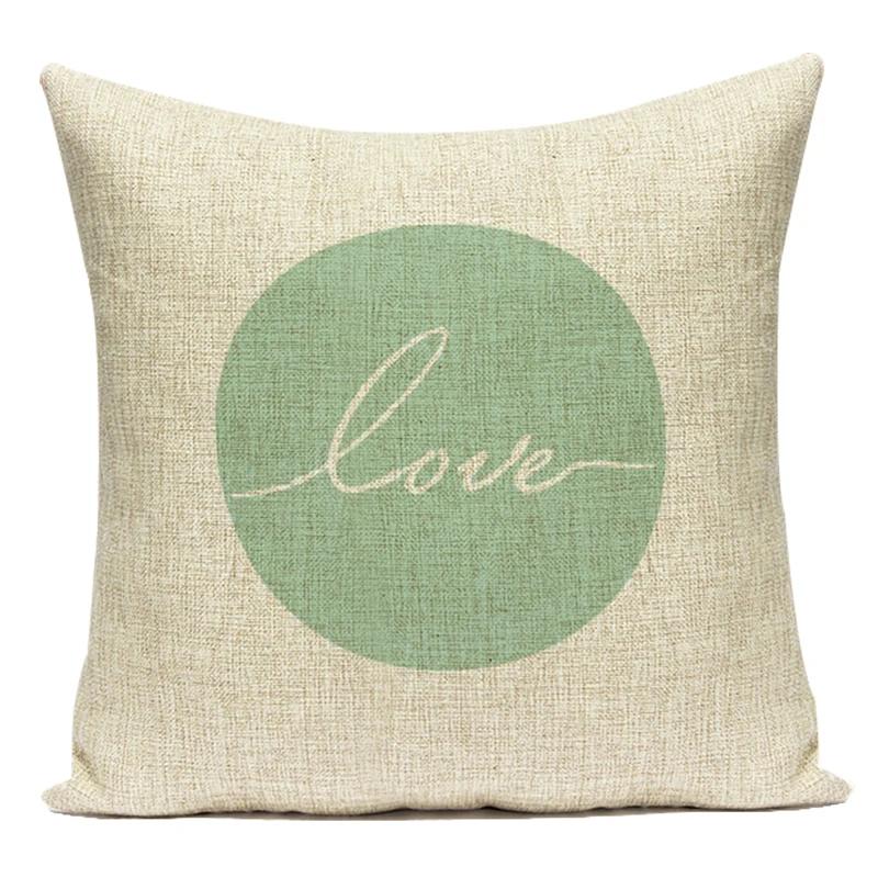 Decorative Throw Pillows Case Simply Green Geometric Polyester Sofa Cushion Cover For Living Room Home Decoration